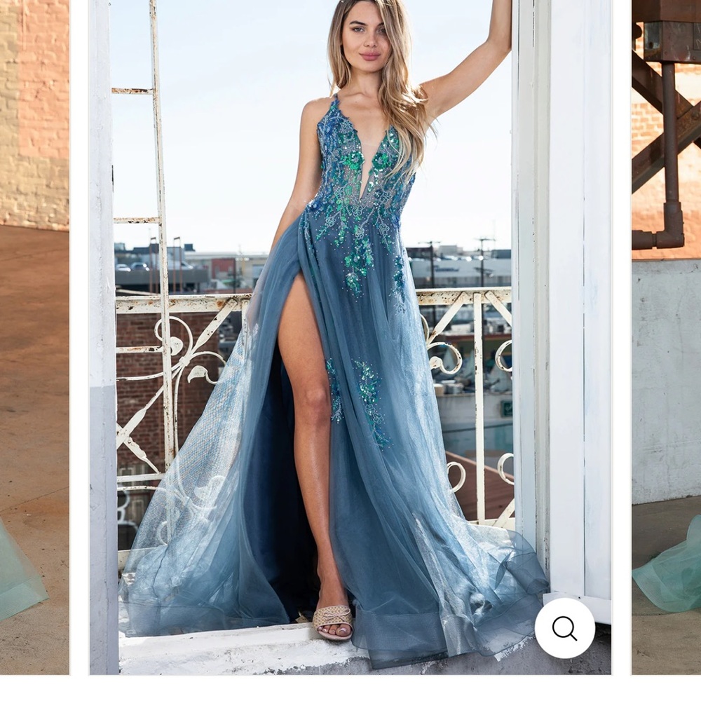 Stunning Teal Embellished Prom Dress
